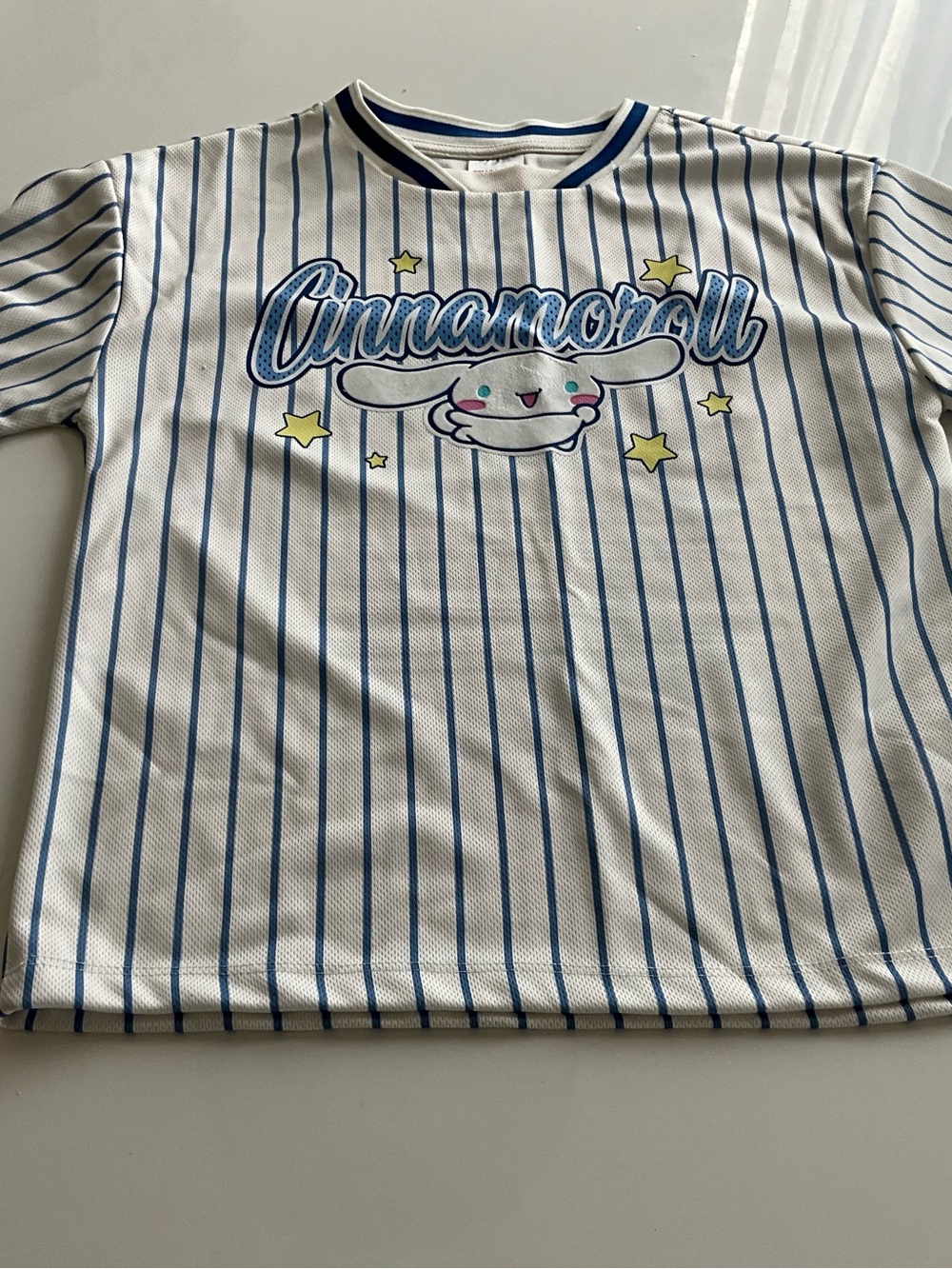 Sanrio Cinnamoroll Blue & White Striped Short Sleeve Tee